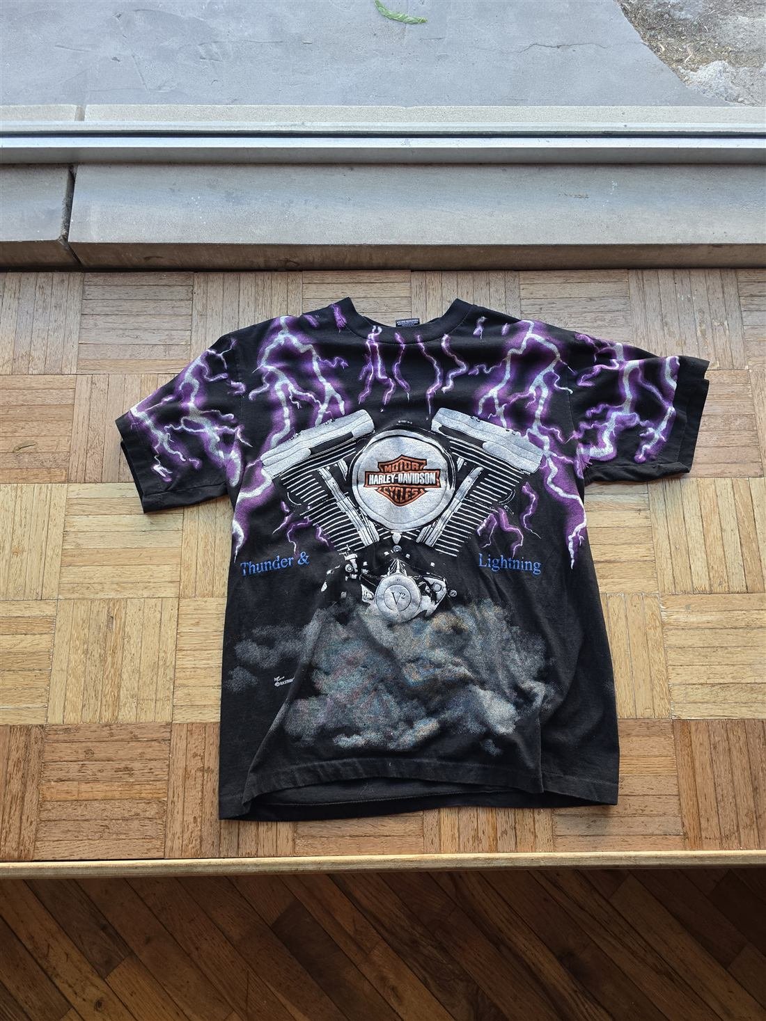 Harley Davidson lightning tee - 80s moto tee at Underground Vintage Goshen Indiana